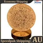 3D Acrylic Night Light Touch Dimmable Crystal Desk Lamp Ornament Gift (Round) AU