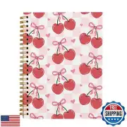 OXW Coquette Pink Bow Notebook Journal, Pink Planner Cute Cherry Notebook Jou