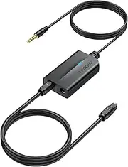 AUTOUTLET Digital Audio Translator Converts 3.5 mm Analog to Toslink SPDIF, Supports High-Res 48 KHz Audio, Perfect for Laptop and Computer Use with Home Theater Systems Anti-Interference Design