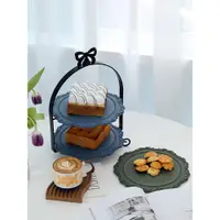 在飛比找蝦皮購物優惠-莫蘭迪色蛋糕架 鐵製多層展示架網紅打卡下午茶點心架糕點展示架