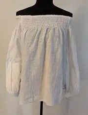 New One Teaspoon sz L Tahitian Pearl Top off the shoulder muslin ivory 1t