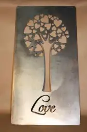 24" Tall Decorative Tree of Hearts of Life Plasma Metal Wall Art Home Decor