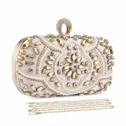 Nevenka Crystal Beaded Clutch Evening Bags for Women Prom Cocktail Party Handbags-Gold