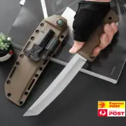 13" Fixed Blade Camping Knives w/Sheath, Tanto Knife w/Fire Starter, Compass,Led