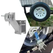 Spare Wheel Carrier Bracket Tyre Holder Trailer Caravan Boat & Pad Lock Silver