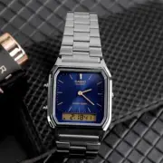 Casio Digital Analog AQ-230GG-2A Women Watch Metal Band Blue Original New