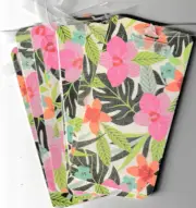 Junk Journal Tags/Cards, Colorful Hibiscus Flowers , 8 pcs 3" x 6"