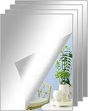BNPHSIN 4 Pcs Stick on Mirrors for Walls, 30x20cm Self Adhesive Mirror, Acrylic Stick on Mirror Stickers, Flexible Tiles for Wall, Bathroom, Bedroom, Hallway Decoration(2mm Thick)