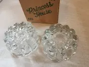 Princess House Candle Holder Crystal Reversible 3 Way Glass 486 Set Of 2 in box
