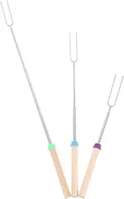 3 Pcs Stainless Steel Barbecue Fork Meat Fork Sausage Tongs Grill Skewers Forks for Grilling Marshmallow Toasting Forks Fruit Sticks Chicken Skewers Outdoor Grill Fork Pp