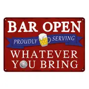 Bar Open Beer Serving Whatever Rustic Metal Sign Vintage Tin Shed Garage Bar