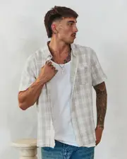 [Lucid] Lucid Men's Inherent Short Sleeve Shirt in Stone Grey Size Medium M Stone Grey