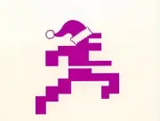 Running Man Santa hat Christmas Card from Intellivision Productions