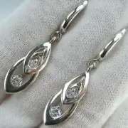 925 Sterling Silver Dangling Earrings Peacock Feathers Latch Back Snap Closure