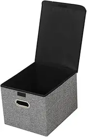 DOITOOL Foldable Hanging File Box with Lid Stylish Storage Bin for Clothes Documents Office Supplies Collapsible Organizer for Home Office Use Compact
