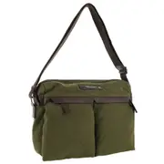Police Rustic Men's Canvas Messenger Business Shoulder Bag 38cm Dark Olive