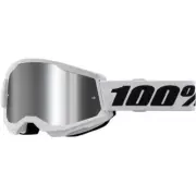 100% Percent Strata 2 White Silver Mirror Kids Goggles