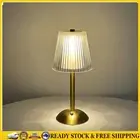 Crystal Table Lamp Metal Base Rechargeable Touch Desk Light (Striped Crystal) .