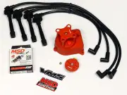 DISTRIBUTOR CAP + ROTOR + WIRES + MSD SPARK PLUGS 96-00 HONDA CIVIC D16 BK (for: Honda)