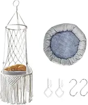 3 PCS Cat Hammock,Boho Hanging Cat Perch with Cat Sofa and Hook,for Cats Inside and Outside,Suppleness Cats Swing for Sleeping,Playing (White)
