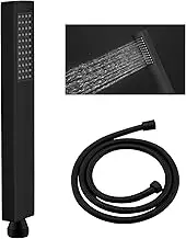 ACA International WELS Bathroom Square Handheld Shower Matte Black Hand Held Shower with Shower Hose Brass Spray Shower Head (Black)