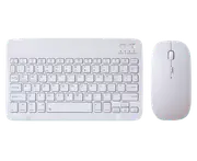 Portable Bluetooth Slim Wireless Keyboard + Mouse 2-in-1 Combo for Tablets, Smartphones, PCs, Smart TVs, White