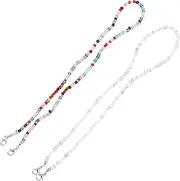 2 Pcs Glasses Mask Chain Lanyards Eyeglass Nose Pads Glasses Hanging Supplies Chain for Glasses Ear Cord Extension Buckle Glasses Chain Adjustable Glasses Masks Mask Lanyard Beads