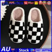 Winter Checkered House Slipper Winter Slipper (Black 38-39(Fits Size 37-38 Feet)