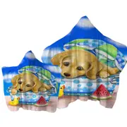 Kids Animal Dogs Art Cute Dachshund at the Beach Towel with Hood