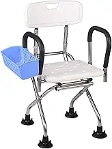 Bath Stools Shower Chair with Back with Anti Slip Rubber Tips White Bathtub Lift Chair with Arms