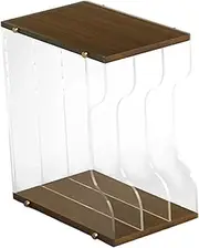 STARTIST Vinyl Record Storage Holder Organizer Desk Elegant Gift Wood CD Display Holder Music Album Display Rack for Magazines CD Dorm, Walnut Color 3 Grid
