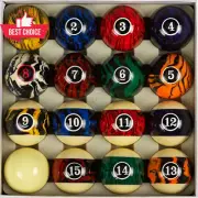Billiard Pool Balls Set 2 1/4 Inch Marble Swirl Style Complete 16 Ball Set