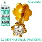 2.2mm Natural VVS Diamond Solitaire Wedding Nose Lip Screw Stud Piercing Pin