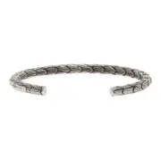 $470 Saint Laurent Paris Made in Italy Oxidized Silver Brass Cuff Bracelet Men M
