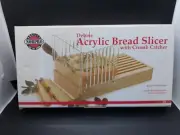 Norpro Deluxe Wooden/Acrylic Bread Slicer w/ Crumb Catcher "Our Daily Bread" New