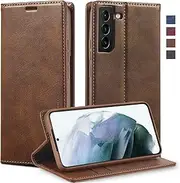 [GoshukunTech] Wallet Case for Galaxy S21,for Samsung Galaxy S21 5G Leather Flip Case with RFID Blocking Card Holders Stand Feature Cash Pocket Magnetic Cover[Brown]