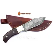 Handmade Damascus Steel Fixed Blade Skinner Knife Black Bone Handle