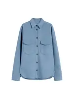 [Sportmax] Sportmax-Camicia Oversize In Pura Lana - Runway - Azzurro-Donna 40 IT