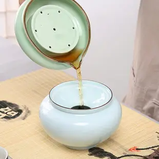 青瓷影白建水陶瓷儲水茶水桶茶渣缸廢茶桶干泡功夫茶具配件