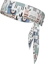 Llama Alpaca Cactus Sports Strap Double-Sided Headscarf Men's Bow Tie Sports Headscarf Running Yoga Exercise Headband
