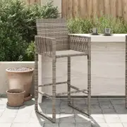Garden Bar Stools 2 pcs Grey Poly Rattan