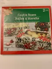 Poinsettia Holiday Cookie Boxes Treat gift Box Christmas Red Green & White