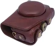[HRBTBGPULX] Camera Bag Protective Cover with Shoulder Strap SX720 SX730 SX740 HS PU Fit for Canon Camera Bags(SX720 Coffee)