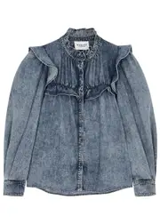 Isabel Marant étoile Idety Ruffled Denim Blouse - Light Blue - 14 14