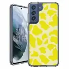 For Samsung Galaxy S20 S21 S23 S24 FE 5g TPU Case+Glass(Cow Skin Yellow)