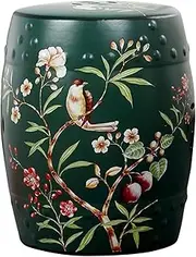 Ceramic Drum Table Decorative Garden stools, Decorative Ceramic Garden Stool, Glazed Hollow Hand-Painted Flower and Bird Shoe Changing Stool Drum Stool, Suitable for Outdoor Garden, Living Room,(Dark