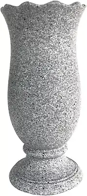 Grave Vase for Cemetery Memorial Grave Decoration Marble Color with Ground Spike