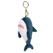 2 Pcs Cute Short Plush Cartoon Shark Doll Key Ring (Gold)