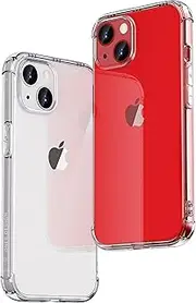 ONES iPhone 14 Clear Case『 Military Shockproof Airbags 』『 Speaker Resonance 』〔 Screen Lens Guard 〕〔 Anti-Slip 〕〔 Strap Hole 〕Thin Transparent Impact Absorb Anti-Yellow Silicone Cover