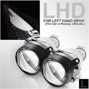 TDBK RACBOX 2Pcs 2.5 Inch Universal Bi Xenon HID Projector Lens Silver Black Shroud H1 Xenon LED Bulb H4 H7 Motorcycle Car Headlight (Color : 2xLHD Without Shroud)